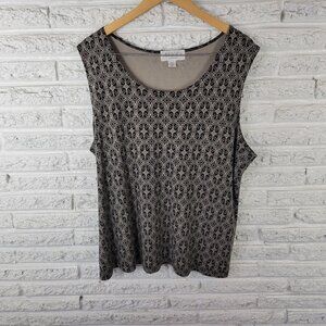 Casual Corner Annex Tank Top Women’s Geometric Black Gray Sleeveless GEO79E